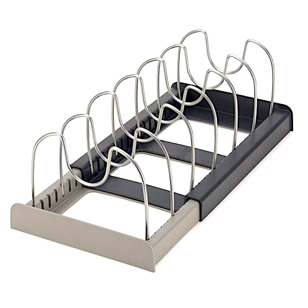 Раздвижной органайзер для посуды, кастрюль, крышек, стойка для хранения на 7 ячеек