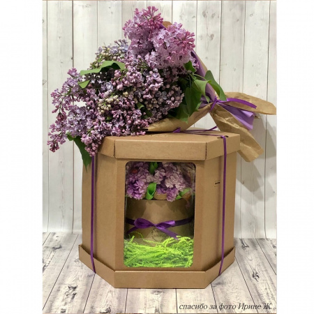 Коробка с окошками 24•24•24 см КРАФТ (Шесть граней, мгк, 3 части)