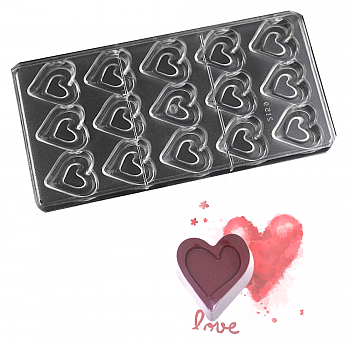 Поликарбонатная форма для шоколада 275*135*24 мм | Сердце (у) мод.2159 Поликарбонатная форма для шоколада 275*135*24 мм | Сердце (у) мод.2159