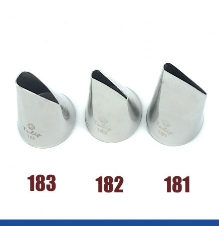 Набор кондитерских насадок 181(1217), 182, 183, Tulip 3 шт, прямой лепесток с округлой прорезью