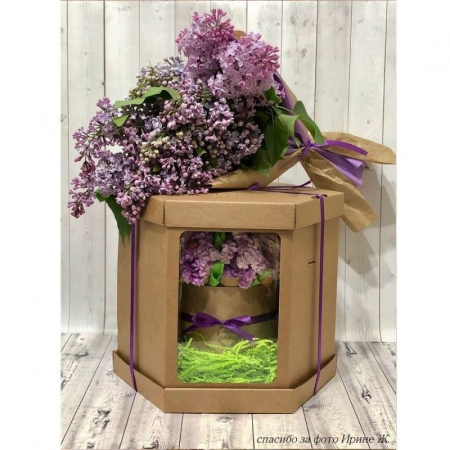 Коробка с окошками 26•26•26 см КРАФТ (Шесть граней, мгк, 3 части)