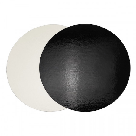 Подложка для торта Чёрный/Жемчуг 2х сторон. 1.8 мм, Ø 240 мм