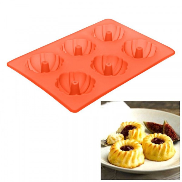 Форма силиконовая для выпечки Минисаварин 6 фигур | 300*175*30 мм Форма силиконовая для выпечки Минисаварин 6 фигур | 300*175*30 мм