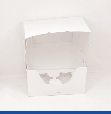 Коробка для 2-х капкейков 16•10•10 см Белая с Окном (сборная) | упак. 5-50 шт