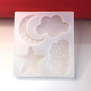 Молд силиконовый: месяц, звёзды, облака Молд силиконовый: месяц, звёзды, облака